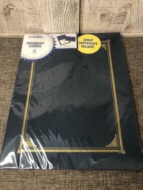 Geographics Document Certificate Navy Blue Gold Trim Covers iClick n Print 6 Pk